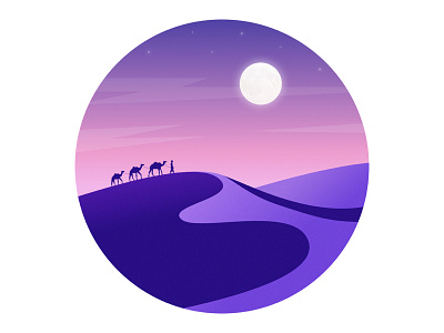 Desert landscape camel desert dribbble invites illustration invites landscape moon night