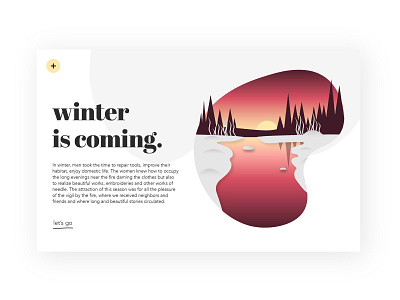 WINTER IS COMING colors palette dailyui design illustration menu minimal snow sunset typography ui ux vector web