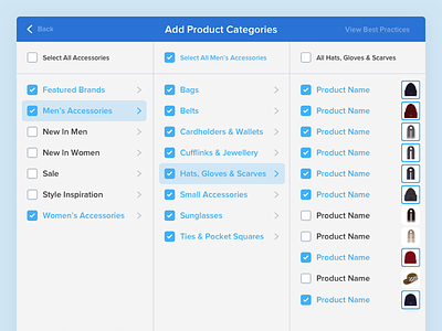 Adding Products from Categories categories commerce grouping items list modal organize products selecting selection