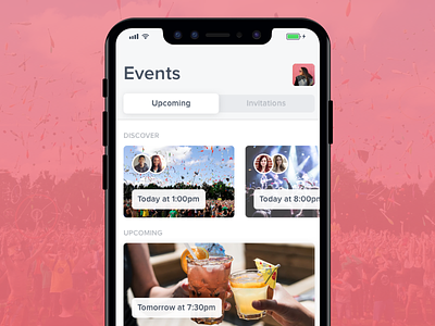 Events App - iPhone X Mockup app discover events festival friends ios11 iphone iphonex social