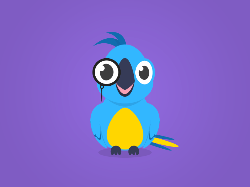 Diwam's mascot app bird character diwam flat mascot parrot purple wings