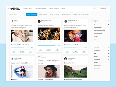 Browsing Page browsing crowdfunding filter hellomerci kisskissbankbank lendopolis project cards