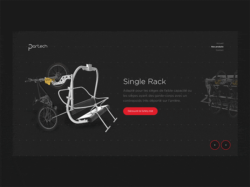 Partech - Products page animation mountain bike partech principle product page