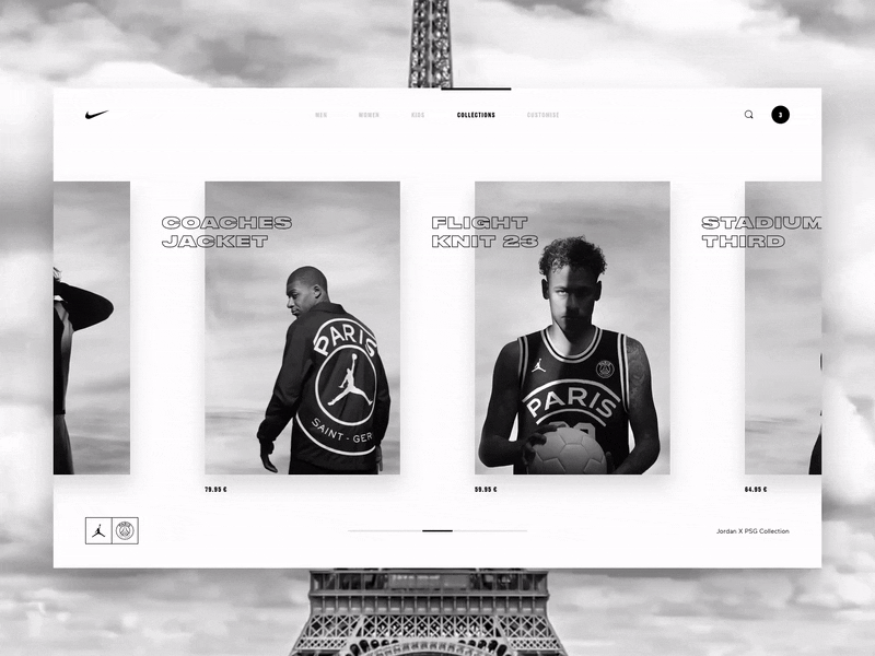 Nike - Jordan X PSG Collection - Black or white animation blackorwhite ecommerce football jordan jumpman mbappe neymar nike psg shop