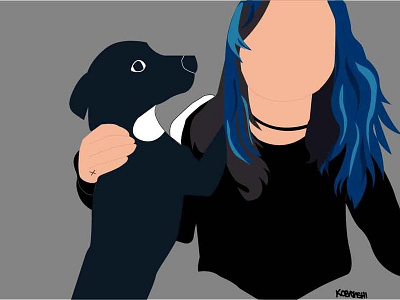 me and my dog blue hair design dog dog illustration drawing illustration pet