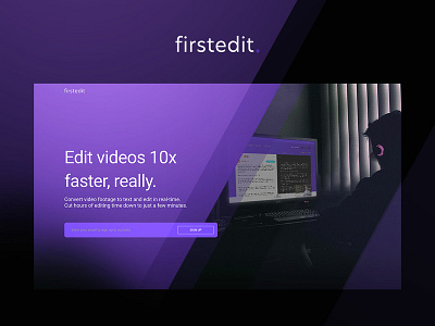 Firstedit Home home page purple ui video app web