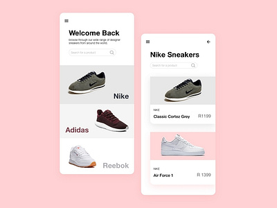 Sneaker App app design minimalist mobile sneaker ui