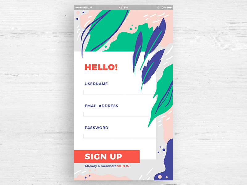 Daily UI challenge #001 - Sign Up by Adar Nisinboim on Dribbble