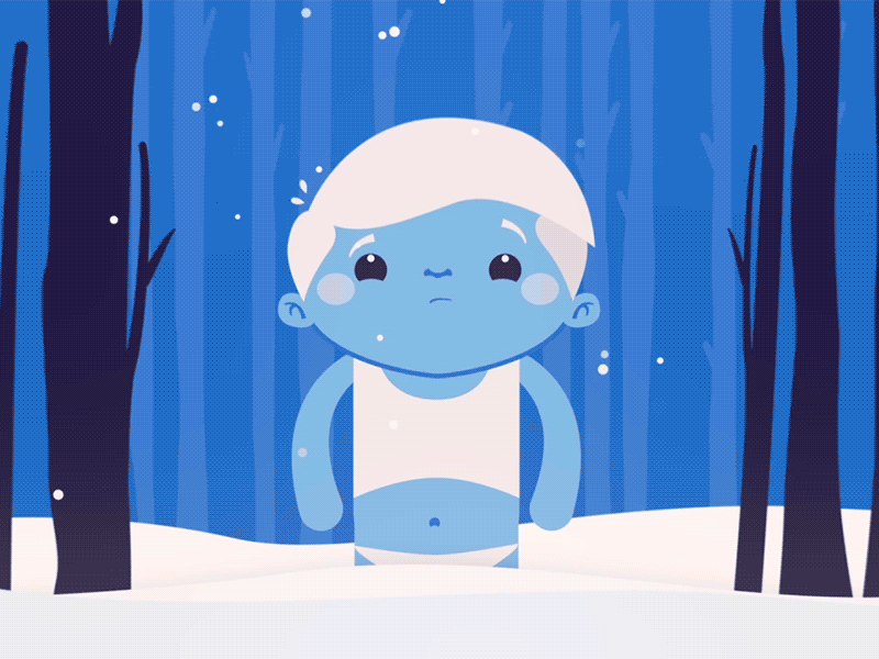 Out In The Cold #2 animation snow forest cold gif kid skipping yeti