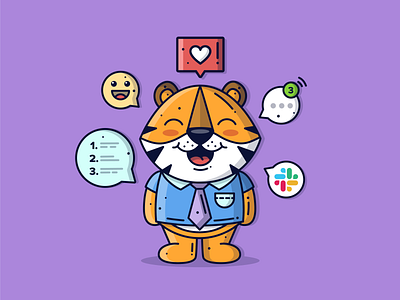 Tiger 🐅 animal branding character creative cute cute animal cute art design dribbble flat design graphic happy icon illustration lineart love vector vector art vector illustration work