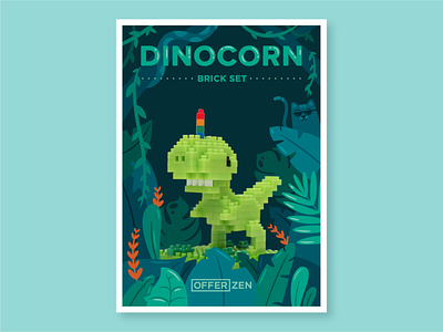Dinocorn Lego Packaging brand branding cat character cute character design dino dinosaur dribbble flat design graphic graphic design green illustration jungle lego nature packaging tropical vector