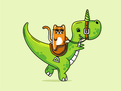 Dino 🦖 branding cat character cute character design dino dinosaur dribbble flat design graphic graphic design illustration illustrator unicorn vector vector design