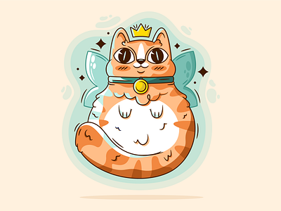 Fairy Cat cat character cute cute animal cute character design drawing dribbble fairy flat design fluffy graphic illustration kitten magic pixie sparkle vector