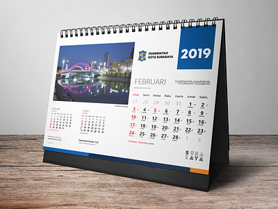 Surabaya Desk Calendar 2019 2019 blue calendar calendar 2019 calendar design clean layout design happy new year layout sparkling surabaya surabaya