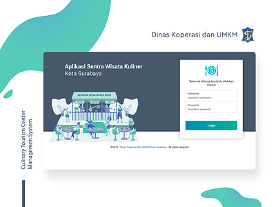 Login Page - Culinary Tourism Center - Management System 2019 clean culinary design dinas koperasi energeek.co.id half dark html html css login design login ui metronic sparkling surabaya surabaya teal login ui ui design web design