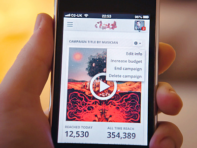 Campaign page campaign design dropdown ios iphone menu mobile ui