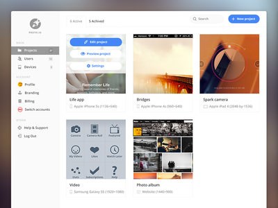 Proto.io dashboard redesign