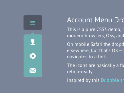 Account Menu Dropdown CSS3 & HTML5 code coding css3 demo design dropdown experiment flat html5 menu minimal web