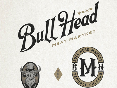 Bull Head Market Brand Elements branding design icon identity illustration illustrator lettering logo type typography