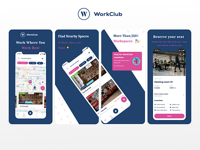 Workclub App store screenshots branding graphic design