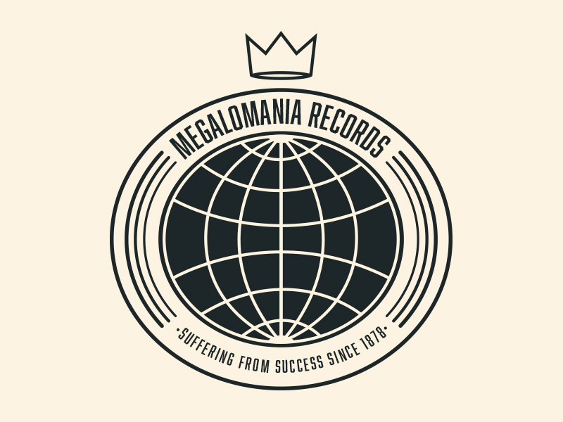 Megalomania Records logo branding logotype retro globe earth megalomania