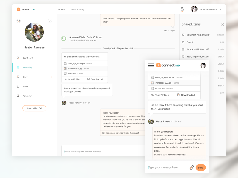 Connectme - Messaging messaging dashboard patient health healthshare connectme