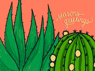 SeasonsGreetings2018 cactus design graphic design illustration procreate succulent