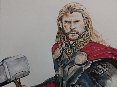 Thor avengers drawing illustration illustrator water color