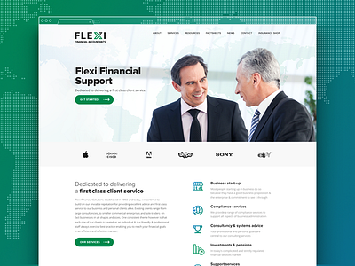 Flexi Financial Solutions branding financial flatdesign flexi green kabilansa professional websitedesign