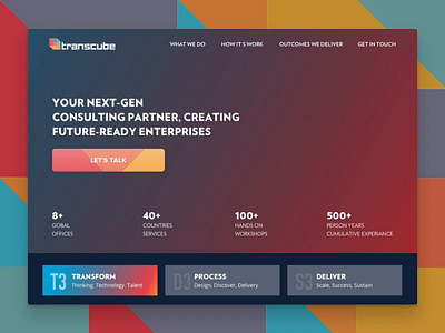 Transcube branding contemporary homepage illustration isometric landingpage transcube ui ux