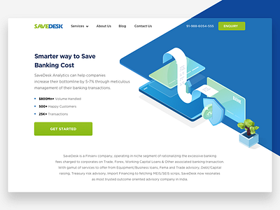 SaveDesk 2.0 banking branding business capital corporate funding interface isometric landingpage loan trad ui website