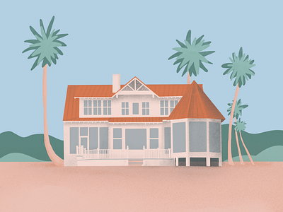 Beach House architecture beach beach house house illustration palm tree palm trees procreate