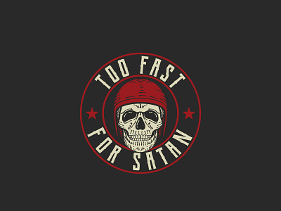 Too Fast For Satan Logo bikers illustration logo logo deisgn motorbike retro riders satan skull typography vector vintage