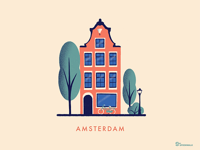 Amsterdam amsterdam architecture bike building city illustration city print design illustration tree