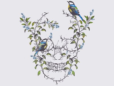 dead branch apparel birds design diaz fashion graphic design illustration joshdiaz art josue nature skull tshirt