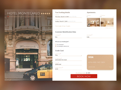 Hotel booking page booking form checkout ui web design