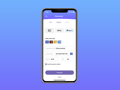 UI Credit Card Checkout checkout dailyui interface interfacedesign mobile ui ui ux uidaily uidesign uidesigner userinterface userinterfacedesign