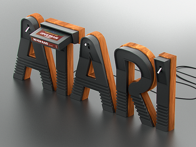 Atari <3 3D Type 3d atari console game keyshot maya riverraid type