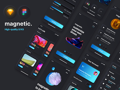 Magnetic Neumorphic UI Kit (Sketch, Figma)