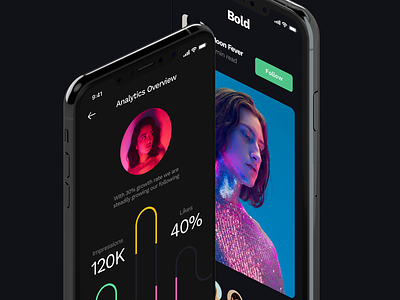 Bold UI app clean dark design flat minimal ui ux