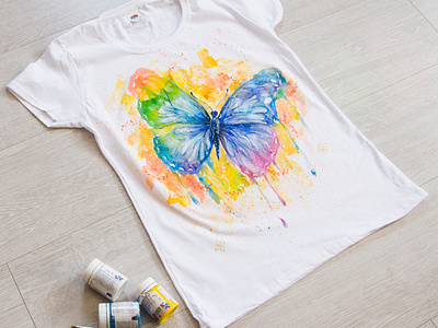 hand-painted t-shirt, butterfly, customization