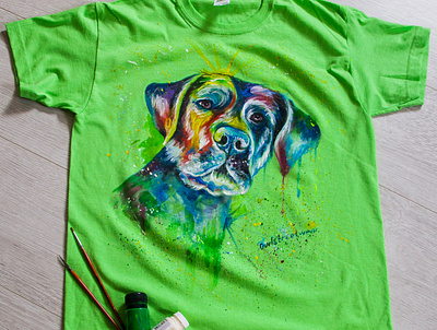 hand-painted T-shirt, dog Cane Corso apparel art design drawing fashion hand painted handmade painting style