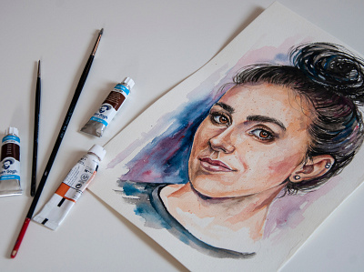 watercolor portrait from photo aquarelle girl hand painted illustration painting picture portrait watercolor