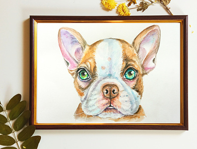 Custom watercolor pet portrait, memorial portrait, pet loss gift dog portrait graphic design painting pet loss watercolor portrait