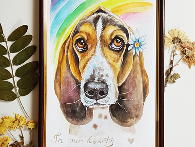 Custom watercolor pet portrait, memorial portrait, pet loss gift dog painting pet pet loss portrait watercolor watercolor portrait