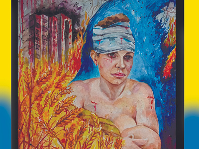 Ukrainian Madonna, war in Ukraine, pray for Ukraine, Ukrainian a design hand-painted illustration paint painting ukraine