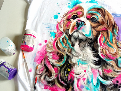 T-shirt, dog, hand-painted branding design f fashion hand painted handmade paint painting style