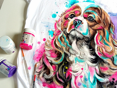 T-shirt, dog, hand-painted