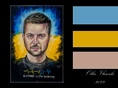 Watercolor original portrait President of Ukraine Zelensky graphic design handmade illustration paint painting portrait