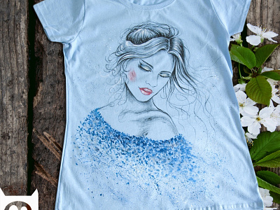 Hand-painted clothing, t-shirt apparel art branding design drawing fantasy fashion hand painted handmade illustration paint painting picture portrait style wear woman